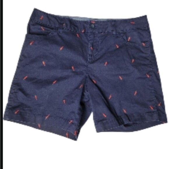 6 BASS CHILI PEPPERS TABASCO WOMEN'S red hot navy blue Mexico SHORTS MEDIUM - Picture 1 of 8